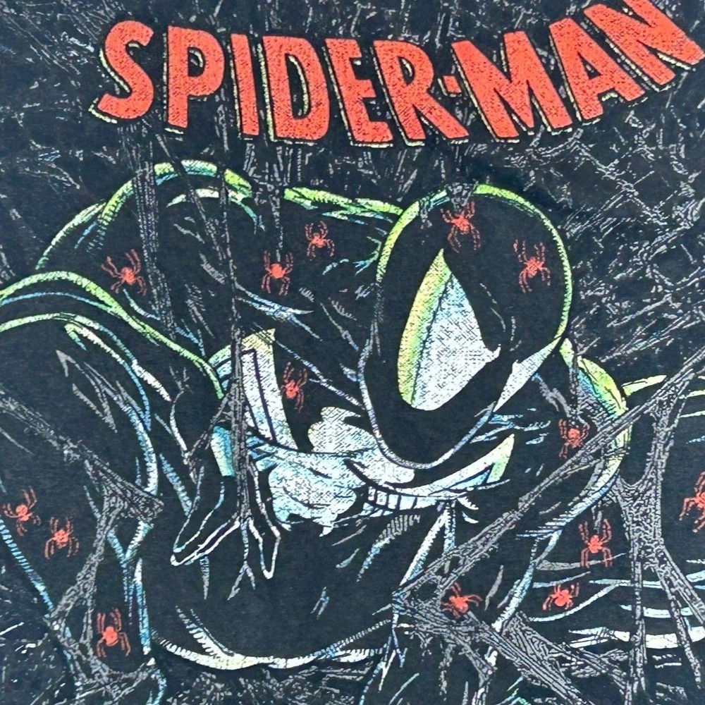 Marvel Womens Spiderman Graphic Tee Size L Raw Hem Cropped Y2K Edgy Alt-street - Picture 6 of 7